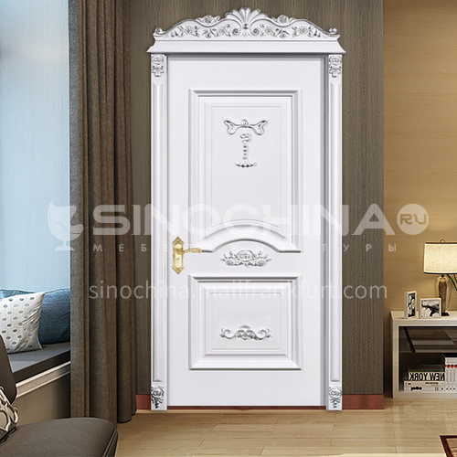 B Russian style Fraxinus mandshurica natural solid wood door interior room door carved silver decoration line interior door price includes Roman column 38